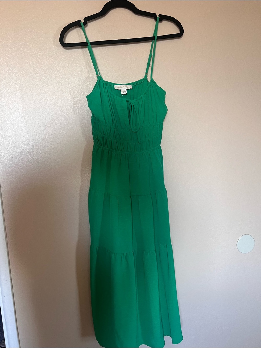 Green Spaghetti Strap Summer Dress - S